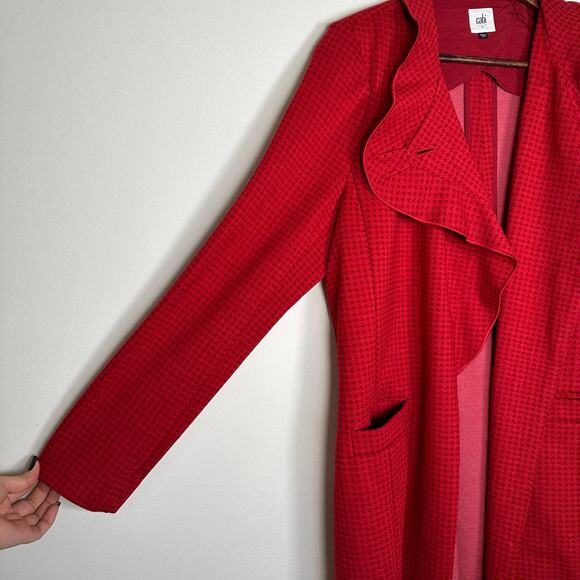Cabi Red Houndstooth Trench Coat - Picture 5 of 15